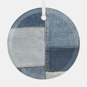 Denim Patchwork: Vintages Textilmuster Ornament Aus Glas