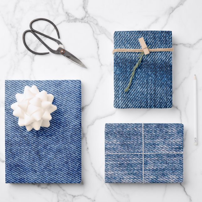 Denim Pattern Geschenkpapier Set (Vorderseite)