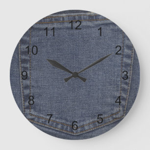 Denim Pocket Große Wanduhr