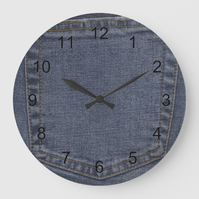 Denim Pocket Große Wanduhr (Vorderseite)