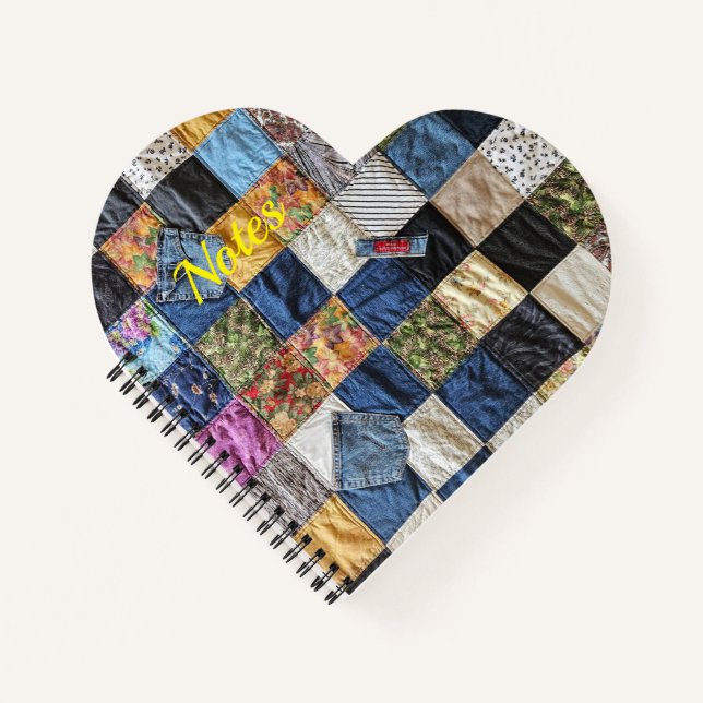 Denim Pocket Quilt Heart Notizbuch (Vorderseite)