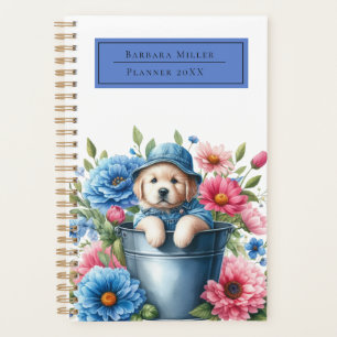 Denim Puppy Meadow Pink Blue Hund Lover Planer