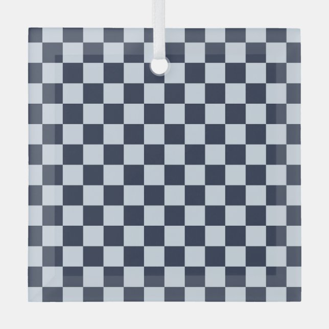 Denim rinse checkerboard pattern ornament aus glas (Vorderseite)