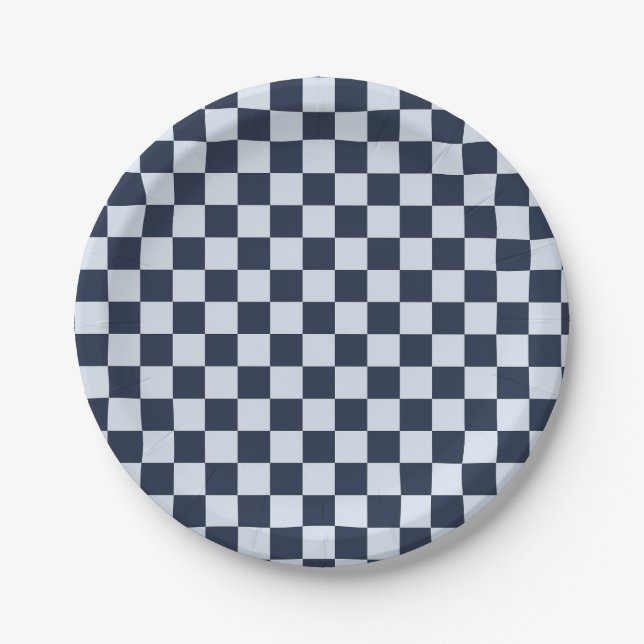 Denim rinse checkerboard pattern pappteller (Vorderseite)