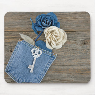 Denim-Rosen in Jeanstasche Mousepad