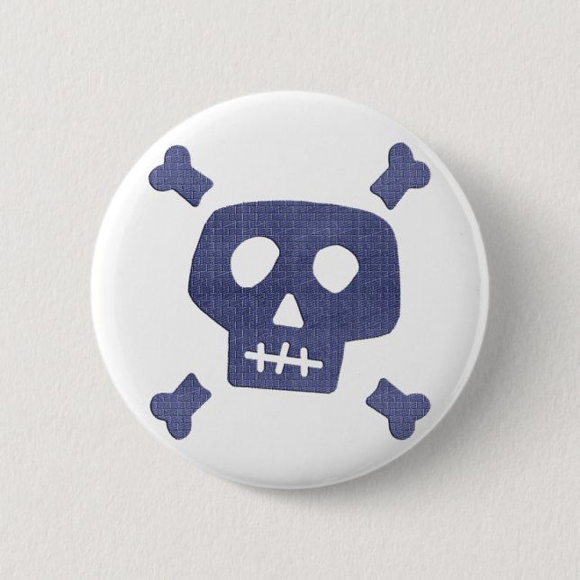 Denim-Schädel Button (Vorderseite)