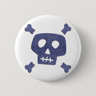 Denim-Schädel Button