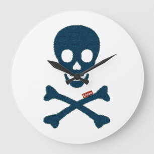 Denim Skull Große Wanduhr