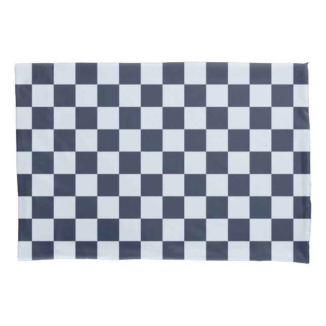 Denim-Spülung Karomuster Kissenbezug (Vorderseite-Links)