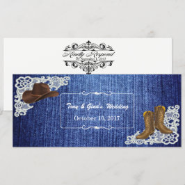 Denim-Stiefel & Spitze Hochzeit RSVP-Karten Einladung