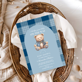 Denim Teddy Bear Baby Shower Einladung
