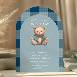 Denim Teddy Bear Baby Shower Einladung