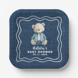 Denim-Teddybär-Blue-Jean-Baby-Party Pappteller
