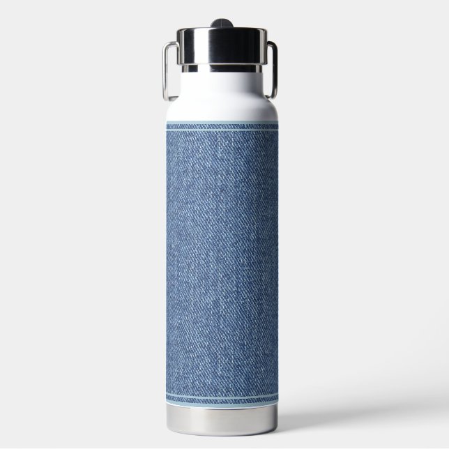 DENIM TEXTURE BLUE STIL PATTER TRINKFLASCHE (Vorderseite)