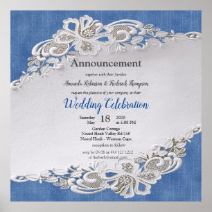 Denim Textured mit Lace Poster