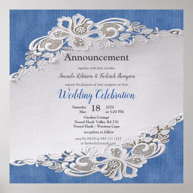 Denim Textured mit Lace Poster (Vorne)