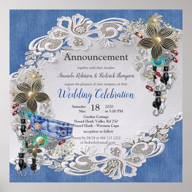 Denim Textured with Lace and Costume Juwelier Poster (Vorne)