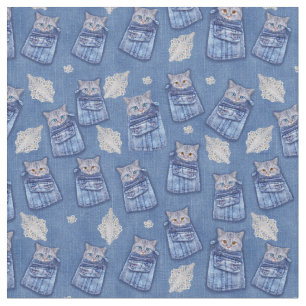 Denim texturierte Kitten Spaß Nahtlose Wiederholun Stoff