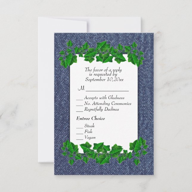 Denim UAWG w Menu RSVP Karte (Vorderseite)