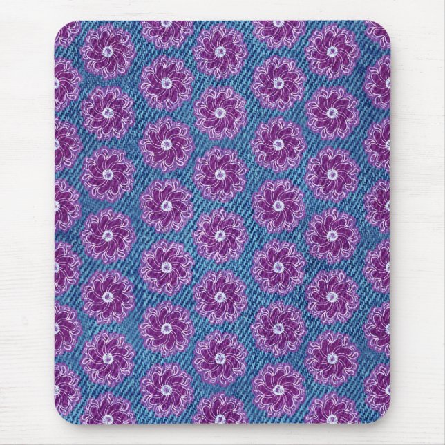 Denim und Blume rosa und blaue Mousepad (Vorne)