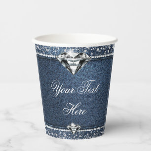 Denim- und Diamant-Geburtstagsparty-Papierbecher Pappbecher
