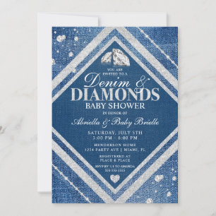 Denim und Diamanten-Baby Shower Einladung
