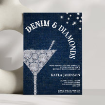 Denim und Diamanten Elegante blaue Jeans Geburtsta