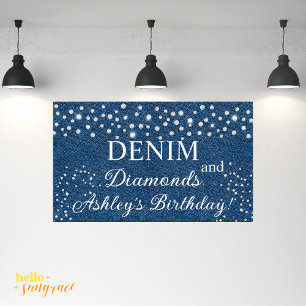 Denim und Diamanten Geburtstags-Party-Banner Banner