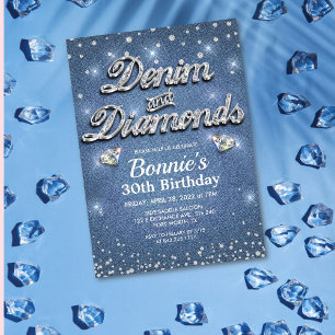 Denim und Diamanten Geburtstagseinladung Einladung