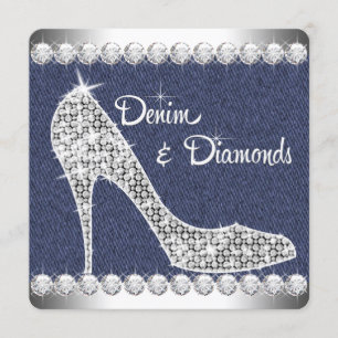 Denim und Diamanten-Geburtstagsfeier Einladung