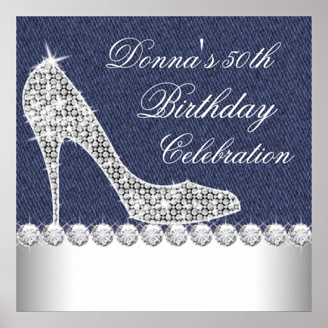 Denim und Diamanten Geburtstagsfeier Poster (Vorne)