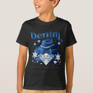 Denim und Diamanten Western Cowgirl Glam Stil für T-Shirt