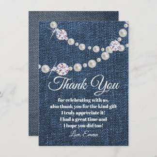 Denim und Diamantperle, danke Karte