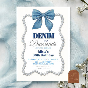 Denim und Diamonds Adult Geburtstag Einladung