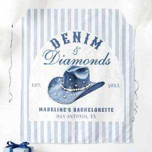Denim und Diamonds Bachelorette Backdrop Cowgirl Wandteppich