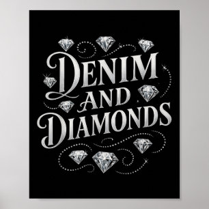 Denim und Diamonds Country Chic Western Bacheloret Poster