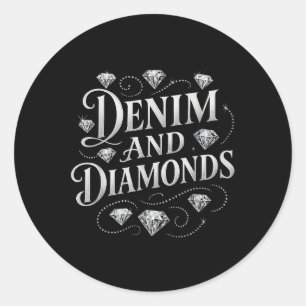 Denim und Diamonds Country Chic Western Bacheloret Runder Aufkleber