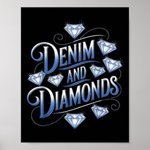 Denim und Diamonds Country Western Bachelorette Pa Poster