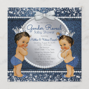 Denim und Diamonds Ethnic Gender Reveal Dusche Einladung