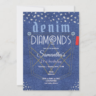 Denim und Diamonds Geburtstagsparty Einladung