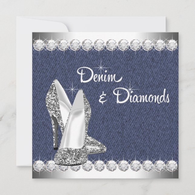 Denim und Diamonds Geburtstagsparty Einladung (Vorderseite)