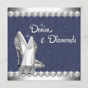 Denim und Diamonds Geburtstagsparty Einladung
