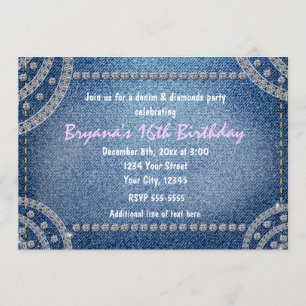Denim und Diamonds Geburtstagsparty Einladungen