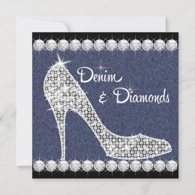 Denim und Diamonds Geburtstagsparty Einladungen (Vorderseite)