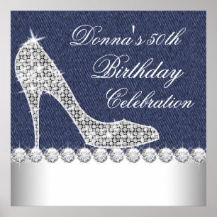 Denim und Diamonds Geburtstagsparty Poster