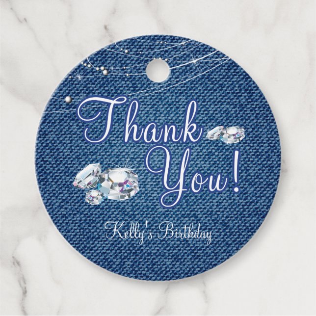 Denim und Diamonds Geschenkanhänger (Vorderseite)