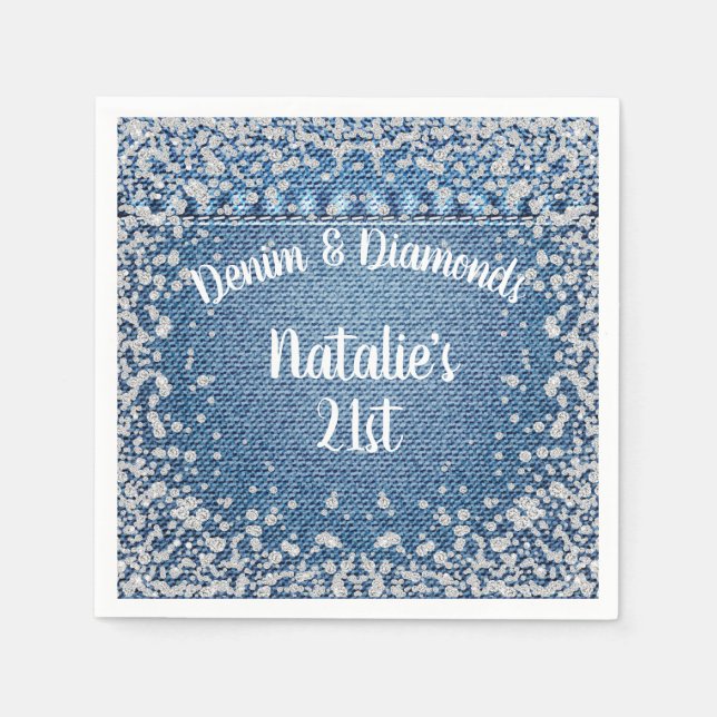 Denim und Diamonds Napkins, Denim & Diamonds Party Serviette (Vorderseite)
