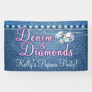Denim und Diamonds Party mit rosa Banner