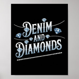 Denim und Diamonds trendige Mode Poster