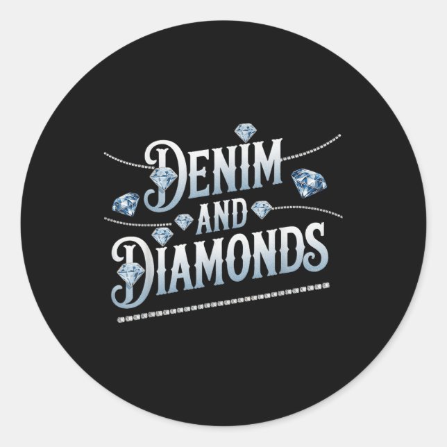 Denim und Diamonds trendige Mode Runder Aufkleber (Vorderseite)